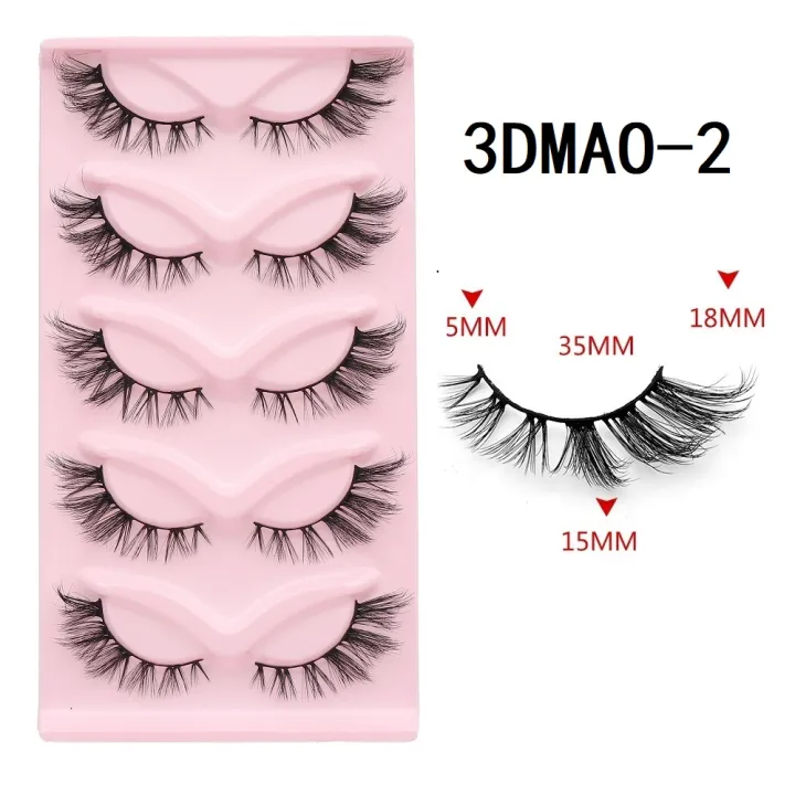 GROINNEYA%20Cat%20eye%20Eyelashes%203D%20Natural%20False%20Lashes%20Fluffy%20Soft%20Cross%205%20pairs%20Manga%20Lashes%20Wispy%20Natural%20Eyelash%20Extension%20Makeu%20-%20Image%205