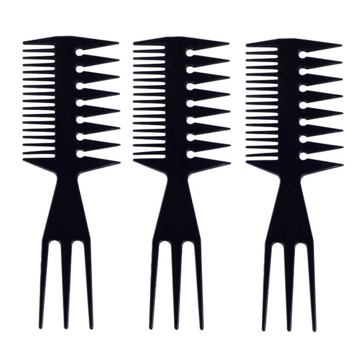 3 PCS 3 in 1 Slicked-back Combs Fish Tail Bone Shape Hair Extensions Detangling Styling Coloring Comb
