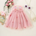 Fairy Fabulous Cami Dress With Butterfly Wings Design, Cute Mesh Princess Dress Baby Girl Party Performance Gown Dress. 