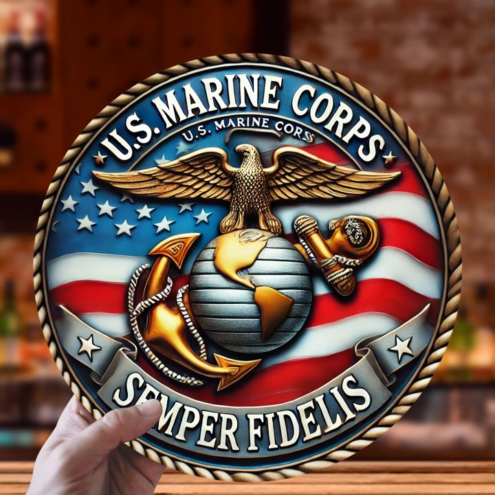 U.S. Marines Never Betray Vintage Wooden Signage -8x 8 Inch Round ...