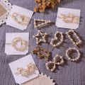 Korean Pearl Hair Clip Snap Barrettes Women Girl Pearl flower pin pack of (1 to 6 )pcs. 