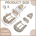 2 Sets Antique Western Cowboy Buckle Set 1" Wide Strap Floral Engraved Replacement Buckles for Men Women Alloy Belt kit.