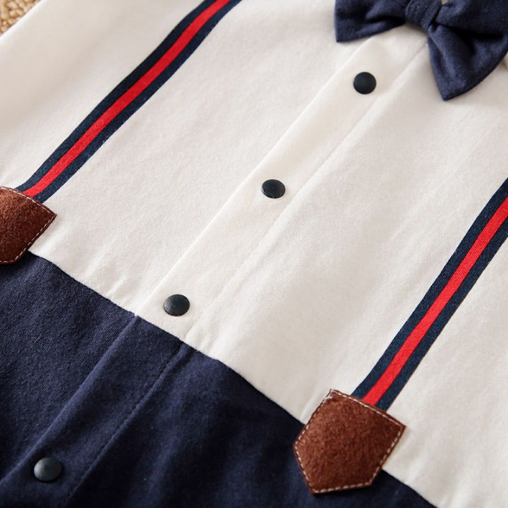 Handsome%20Jumpsuit%20Spring%20and%20Autumn%20Baby%20Boys%20Suits%20Cotton%20Onesie%20Newborn%20Toddler%20Short%20Sleeve%200-18%20months%20Gentleman%20Tie%20Outfit%20-%20Image%204