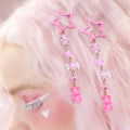 2Pcs Y2k Star Hair Clip Sweet Mini Flower Candy Plastic Bear Crystal Pendant Hairpin Headwear For Girl Metal Barrette Accesories.