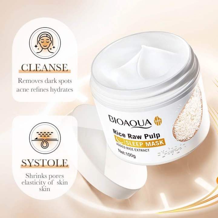 BIOAQUA%20Rice%20Raw%20Pulp%20Sleeping%20Mask%20Replenish%20Brighten%20Strengthen%20Skin%20Barrier%20Moisturizing%20Nourishing%20Mask-100gm%20-%20Image%203