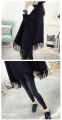 Women Poncho Coat Solid Elegant Pullover Female Jumper Irregular Tassel. 