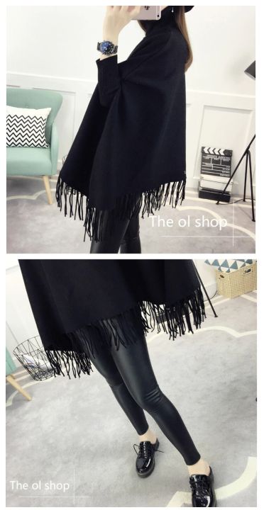 Women%20Poncho%20Coat%20Solid%20Elegant%20Pullover%20Female%20Jumper%20Irregular%20Tassel%20-%20Image%207