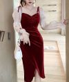 party wear dresses | cute Korean style velvet dress | dresses for girls and women. 