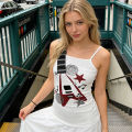 Summer New Y2K Punk Rock Trend Visual Design Musical Note Printed Camisole Vintage Fashion Hip Hop Personality Slim Emo Girl Top.