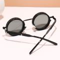 Punk ND9 Anti-UV Sunglasses Round Retro Adjustable Dimming Sunglasses with Glasse Case 9 Level Dimming Anti-UV Glasses Driving.