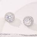Delicate Small Round Stud Earrings Women with Shiny Cubic Zirconia Simple Versatile for Teens Fashion Jewelry.