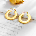 DIEYURO 316L Stainless Steel Gold Color Circle Hoop Earrings For Women Girl Fashion Ear Buckle Non-fading Jewelry  Party. 