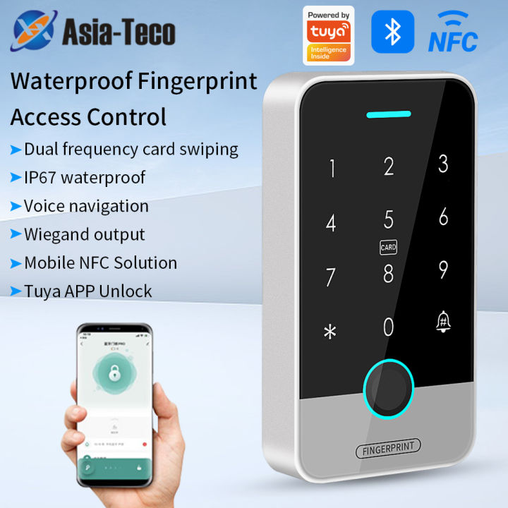 IP65 Access Control Door System Tuya RFID 125Khz+13.56Mhz Bluetooth Fingerprint Keypad Work Wifi Gateway Remote Unlock ABS Shell