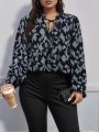 Plus Size 1XL-5XL New Women's Shirt Pattern Printed V-neck Top Long Sleeved Shirt Comfortable and Breathable.