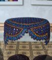 Handmade Cultural Sindhi Topi made with orignal Blue & Brown colour Pasham, Mirror & Golden Mukka. 