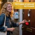 Heart Leather Pet Hair Keepsake Keychain for Storing Dog Cat Fur Remembrance Key Ring Bag Charm Cute Pet Lover Gifts. 