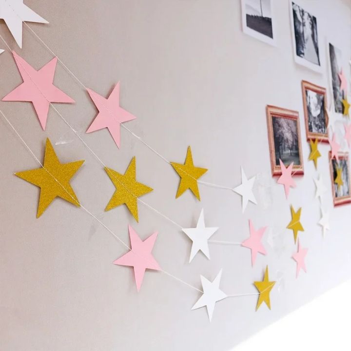 New%201%20Set%20Paper%20Star%20Garlands%204M%20Birthday%20String%20Chain%20Ornaments%20Curtain%20Wedding%20Party%20Room%20Decor%20Supplies%20-%20Image%202