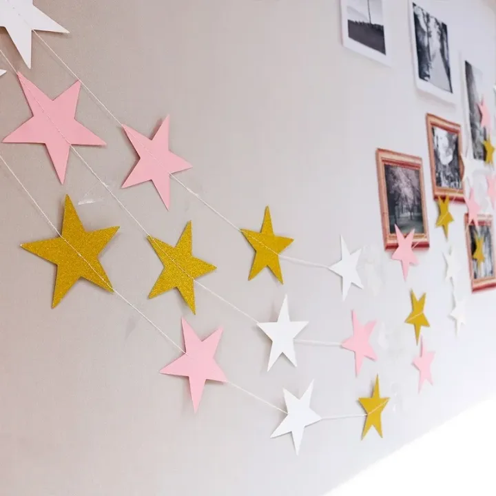 New%201%20Set%20Paper%20Star%20Garlands%204M%20Birthday%20String%20Chain%20Ornaments%20Curtain%20Wedding%20Party%20Room%20Decor%20Supplies%20-%20Image%202