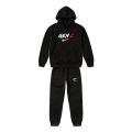 Men's Black Fleece Tracksuit 2 Piece | Winter Hoodie & Joggers Set | Warm Sports Suit | Gym, Casual & Outdoor Wear. 