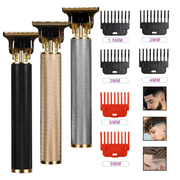 Metal Vintage T9 Electric Hair Clipper Hair Cutting Machine Professional Electric Shaver Rechargeable Barber Trimmer for Men USB