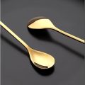6pcs/Set Long Handle 7.4-Inch Leaf Teaspoons Gold Stainless Steel Coffee stirring spoon Kitchen Tools.