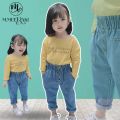 Baby girl high waisted Jeans / Blue jeans for girls. 