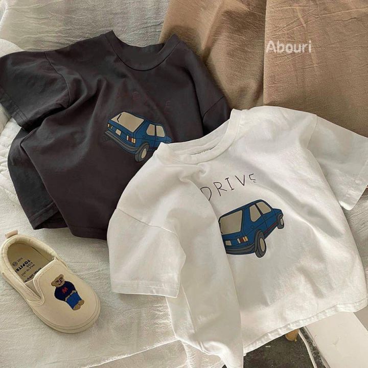 Solid Color Prnted Short Sleeve Tees Summer Clothing Boys Loose Casual O-neck T-shirts Children's Clothes Baby Boy T Shirts Tops