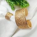 Bangle And  Ring Set Gold Color Adjustable Size. 