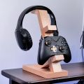 "Fresco Alif" PS5 Headset Holder with 2 Controller Holders, Headphone Holder Table, Gaming Headset Stand Made of Wood, Headphone Stand Gaming for PC Xbox One PS4, Headset Stand. 