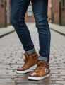 Boot converse high shoes for man necking up rubber sool with windproof fabrics leather shoes. 