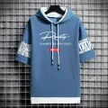 T Shirt for Men Clothing Streetwear Hoodies Korea 반팔티 Casual Hat T-shirt Oversized Print Graphic Tshirt Anime Sports Gym Hoodie. 
