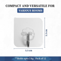 Transparent Self-Adhesive Hanger Hooks - Heavy-Duty Suction Cup Rack for Kitchen & Bathroom, 10 Pcs. 