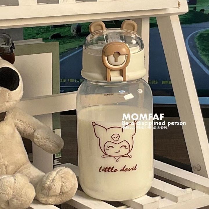 500ML Sanrio Hello Kitty Pochacco Transparent Straw Cup Anime Cartoon Kuromi Cinnamoroll For Kid Kawaii Bottle Water Cup Gifts