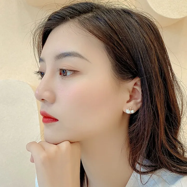 Starfish%20Shell%20Stud%20White%20Color%20Earrings%20for%20Women%20Small%20Cute%20Imitation%20Pearl%20Earrings%20Banquet%20Wedding%20Jewelry%20-%20Image%202
