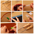 KRABALL 59 Pcs Leather Sewing Kit Repair Stitching Tool Set with Sewing Thread Curved Needles Awl Bobbin Thimble Scissor. 