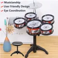 Children's Jazz Drum Set 3 drums/5 small stools Drum Stick Set Children's Music Development Intelligence Education Toy Gifts. 