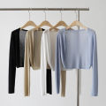 Short Ice Silk Knitted Sun Protection Cardigan Women's Thin Summer Suspender Skirt Layered Gauze Jacket Air-conditioned Cover Up. 