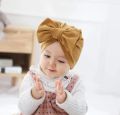 Pack of 3 Premium Turban Caps for Baby Girls Newborn Kids Big Bow Hat Hair Band Cute Stylish mixcolor turban Cap. 