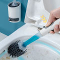 Detergent Refillable Toilet Brush Wall-Mounted Long Handle Silicone TPR Brush for Corner Cleaning Tools Bathroom Accessories. 