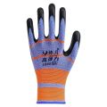 Blue Orange Non-Slip Anti-Cut Bulk Nitrile Coated Frosted Work Safety Hand Gloves. 