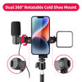 Camera Hot Shoe 360°Rotatable Phone Mount Holder Tripod With Cold Shoe For Mic Light Phone Clip For iPhone 12 Pro max Smartphone. 
