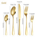 6/30pcs Golden stainless steel tableware knife, fork and spoon hotel thickened western tableware steak knife, fork and spoon set. 