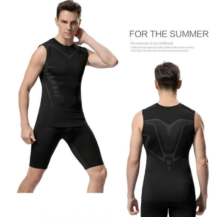 Sports%20Vest%20Men's%20Running%20Short-sleeved%20Quick-drying%20Sleeveless%20Ice%20Silk%20T-shirt%20Basketball%20Training%20Fitness%20Clothes%20Summer%20Thin%20-%20Image%205