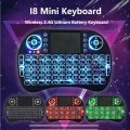 RGB Mini Wireless Keyboard with Touchpad Mouse - Bluetooth & 2.4GHz Small Wireless Keyboard for Smart TV, PC, Android TV Box - Black. 