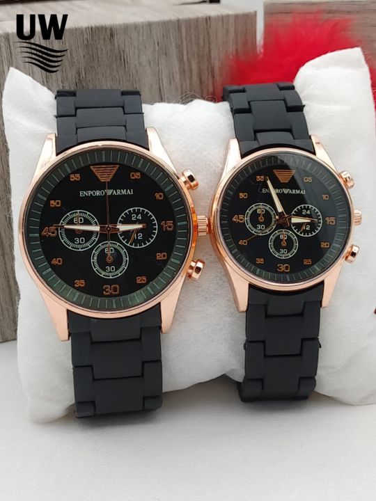 Pair Watches For Couples | Pack of 2 Couple Rubber Chain Watch  | Couple Watches | high quality | black Color