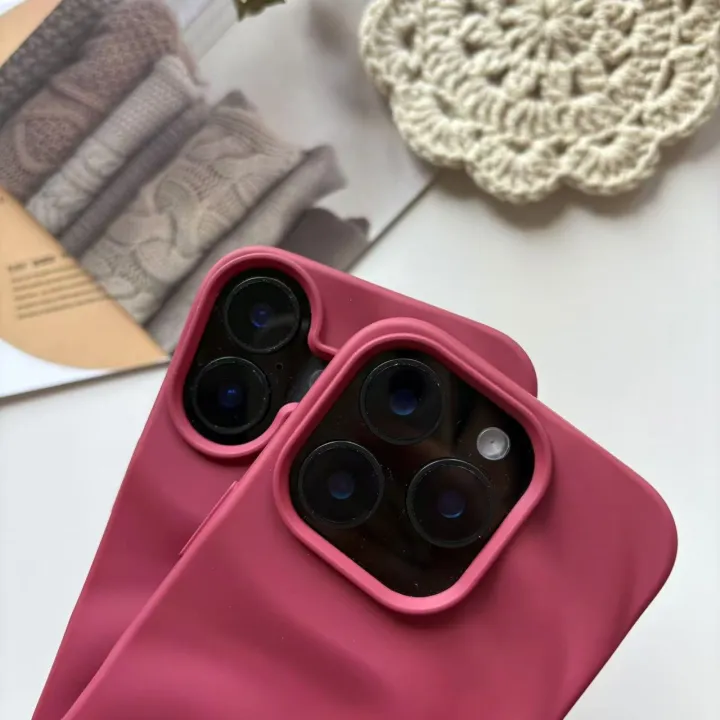 Matte%20Soft%20Wine%20Red%20Solid%20Color%20Uneven%20Irregularity%20Fold%20Wavy%20Texture%20Protective%20Phone%20Case%20for%20iPhone%2011%2012%2013%2014%2015%2016%20Pro%20Max%20-%20Image%205