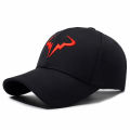 Stylish Black Baseball Cap with Unique White Bull - horn - like Logo, Ideal for Everyday Wear and Outdoor Activities. 