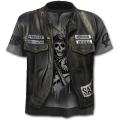 New retro street punk motorcycle men's T-shirt 3D shirt casual fashion hip-hop horror short sleeved round neck men's clothing. 