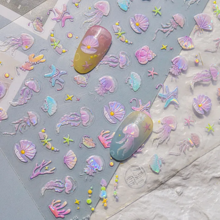 Colorful%20Bagful%20Jellyfish%20Bubbles%20Swimming%20Rings%20Rainbow%20Stars%20Ocean%20Starfish%20Self%20Adhesive%205D%20Nail%20Art%20Sticker%20Manicure%20Decal%20-%20Image%202