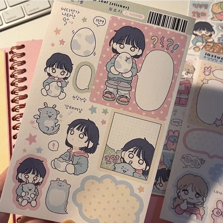 Korean%20Cute%20Cartoon%20Girl%20Stickers%20Kawaii%20Sweet%20Character%20Stickers%20Hand%20Account%20Scrapbook%20Notebook%20Diary%20DIY%20Decorative%20Stickers%20-%20Image%205